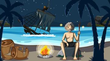 A man on deserted island isolated vector