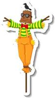 Scarecrow dressed like clown in cartoon style vector