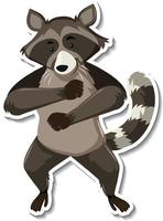 A raccoon dancing animal cartoon sticker vector