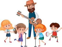 Group of musicians cartoon character on white background vector