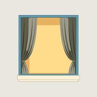 Simple window with white curtain vector