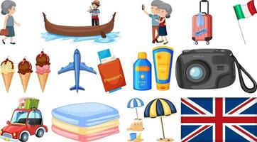 Set of summer vacation objects and elements vector