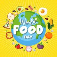 logotipo del día mundial de la alimentación con ingredientes alimentarios saludables vector