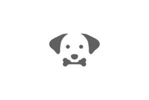 Simple Minimalist Cute Dog Bit Bone Face for Pet Clinic Logo Design Vector