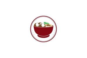 Vintage Retro Noodle with Red Bowl for Asian Japanese Korean Oriental Food Restaurant Logo Design Vector