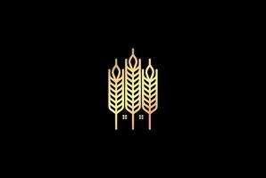 casa de arroz de grano de trigo de lujo simple para panadería de cervecería o vector de diseño de logotipo de granja