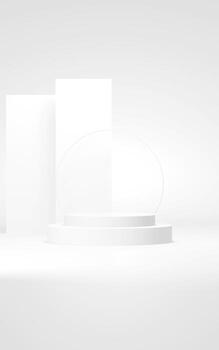 Podium abstract background. Geometric shape.white colors scene. Minimal 3d rendering. Scene with geometrical background. 3d render photo