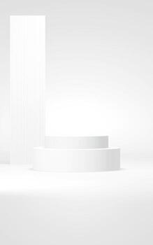 Podium abstract background. Geometric shape.white colors scene. Minimal 3d rendering. Scene with geometrical background. 3d render photo