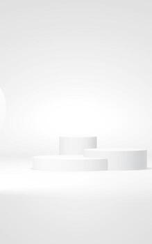 Podium abstract background. Geometric shape.white colors scene. Minimal 3d rendering. Scene with geometrical background. 3d render photo