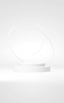 Podium abstract background. Geometric shape.white colors scene. Minimal 3d rendering. Scene with geometrical background. 3d render photo