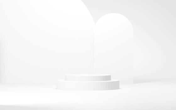 Podium abstract background. Geometric shape.white colors scene. Minimal 3d rendering. Scene with geometrical background. 3d render photo