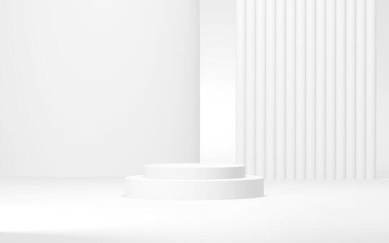 Podium abstract background. Geometric shape.white colors scene. Minimal 3d rendering. Scene with geometrical background. 3d render photo