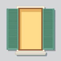 Isolated wooden window for decor vector