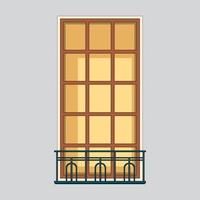 Ventanas retro de estilo europeo antiguo con pequeño balcón vector