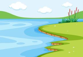 Empty river with meadow scene vector