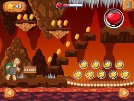 A game template infernal lava cave scene vector