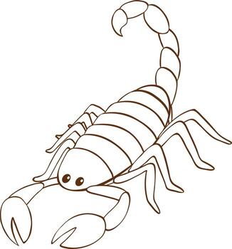 Scorpion in doodle simple style on white background vector