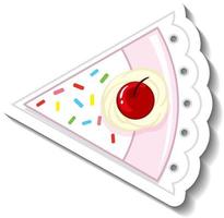 A piece of vanilla cake with cherry on the top vector