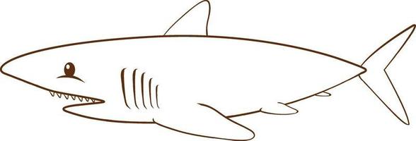 Shark in doodle simple style on white background vector