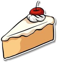 A piece of vanilla cake with cherry on the top vector