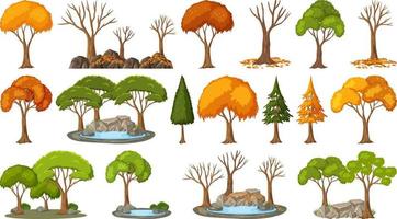 Set of four seasons trees on white background vector