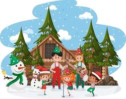 Group of musician playing in Christmas vector