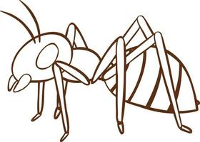 hormiga en estilo simple de garabato sobre fondo blanco
