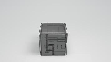 fondo abstracto del soporte de contenedor de caja de ciencia ficción, representación de ilustración 3d foto