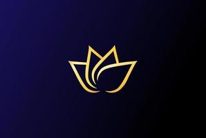 Simple Minimalist Elegant Luxury Golden Lotus Flower Logo Design Vector