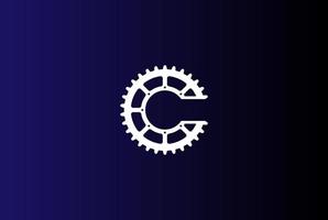 letra inicial c para la transmisión de engranajes de ciclo o el vector de diseño del logotipo del club deportivo de bicicletas