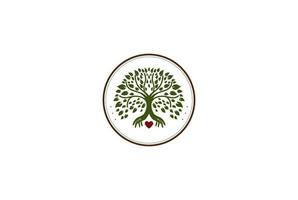 Family Tree of Life Stamp Seal Emblem Oak Banyan Maple Logo Design Vector