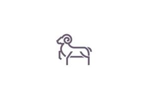 Simple Minimalist Goat Sheep Line Outline for Capricorn Zodiac Logo Design Vector