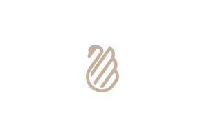 Simple Minimalist Luxury Swan Goose Duck Line Outline Logo Design Vector