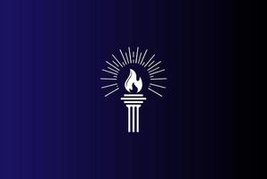 Pillar Column Burn Torch Fire Flame Light Logo Design Vector