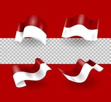 Set Of Realistic 3D Waving Indonesian Flag vector