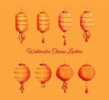 Set of watercolor chinese new year lantern