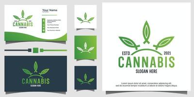 abstract marijuana cannabis ganja logo design vector