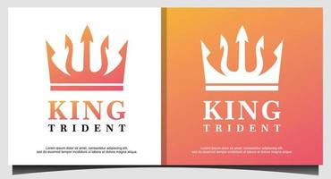 crown king trident logo design template vector