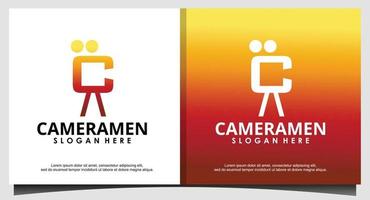 initial c for cameramen logo design vector