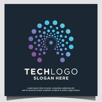 monogram logo with dot concept. biotechnology molecule logo design template vector