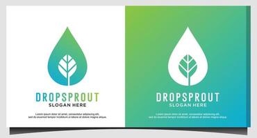 drop leaf sprout logo design template vector