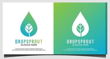 drop leaf sprout logo design template vector