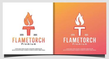 diseño de logotipo de llama de fuego de antorcha vector