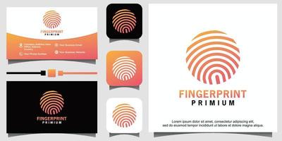 fingerprint lock secure security logo template vector