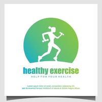 women running for healthy logo design illustration vector