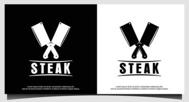 Steak house logo design template vector