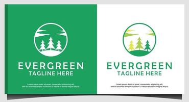 Pines Spruce Cedar trees logo design vector