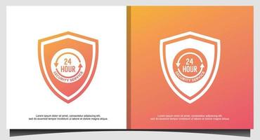 security service Protected 24-hour logo design vector