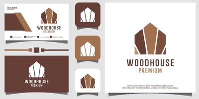 wood house logo template Vector