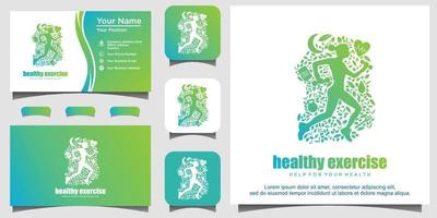 women running for healthy logo design illustration vector